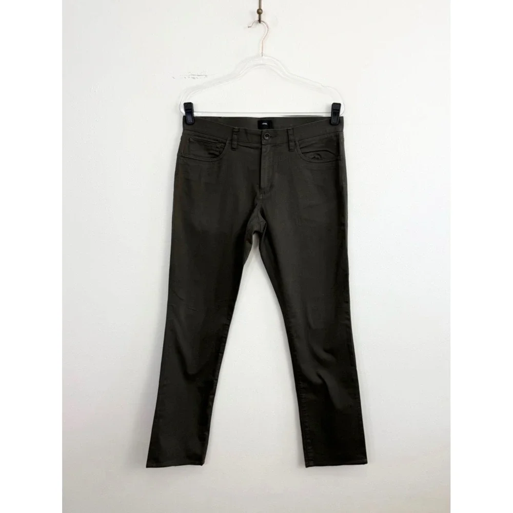 Vince Men's Olive Green Straight Leg Pants Minimalist Stretch Chino Size 32